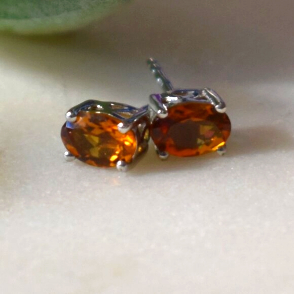 Santa Ana Madeira Citrine Solitaire Stud Earrings
